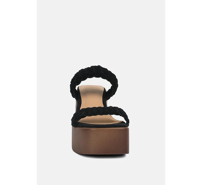Misaki Womens Woven Suede Strap Platform Sandals
