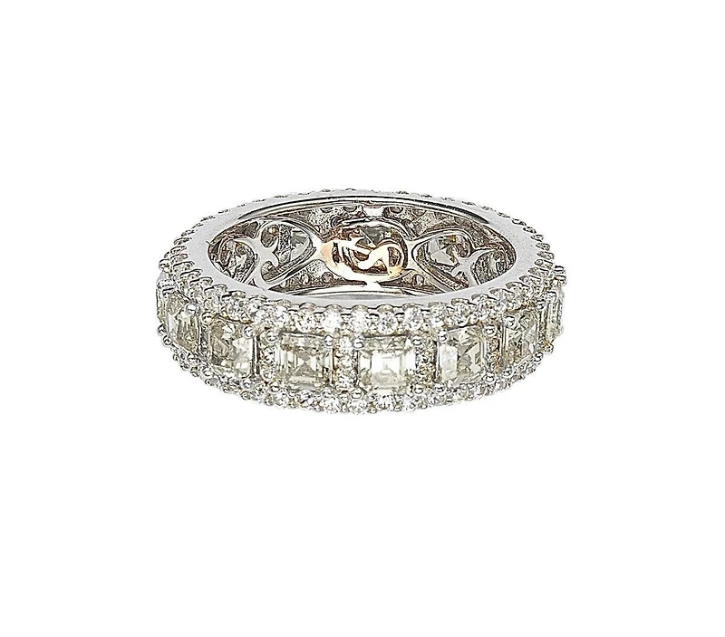 Suzy Levian Sterling Silver Cubic Zirconia Modern Eternity Band Ring