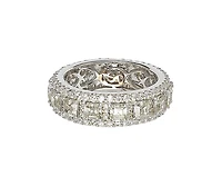 Suzy Levian Sterling Silver Cubic Zirconia Modern Eternity Band Ring