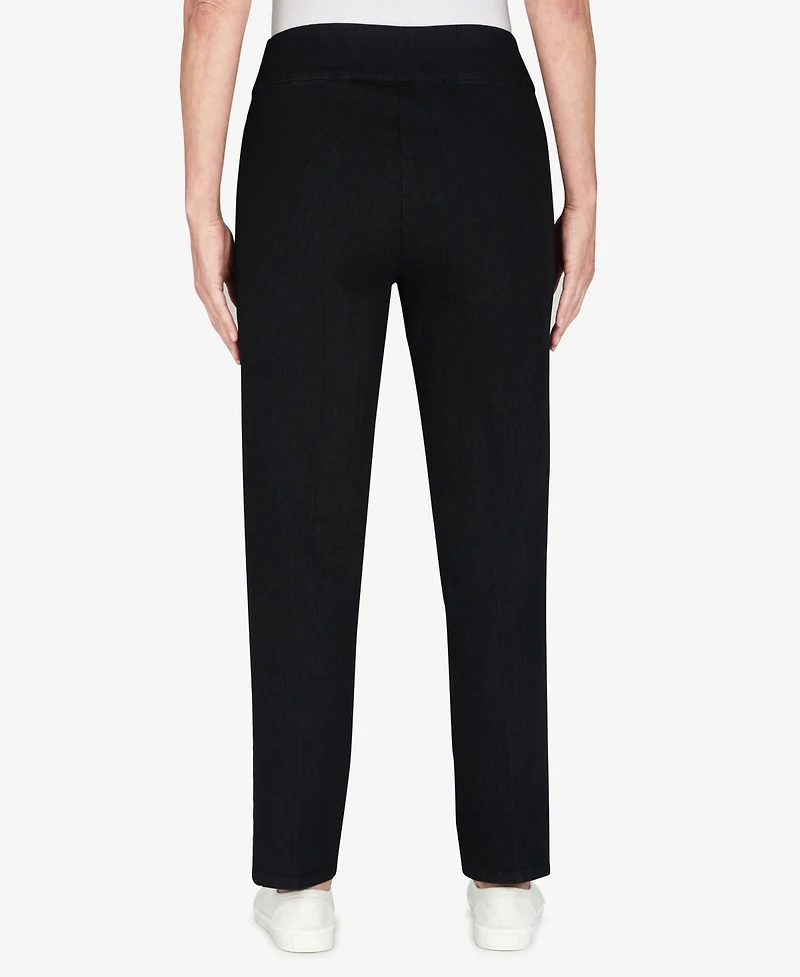 Alfred Dunner Petite Mid-Rise Pull On Straight Leg Denim Pants, & Short