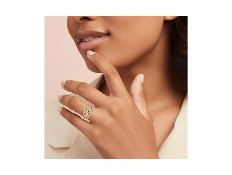 Curb Link Band Ring with Cz Accent