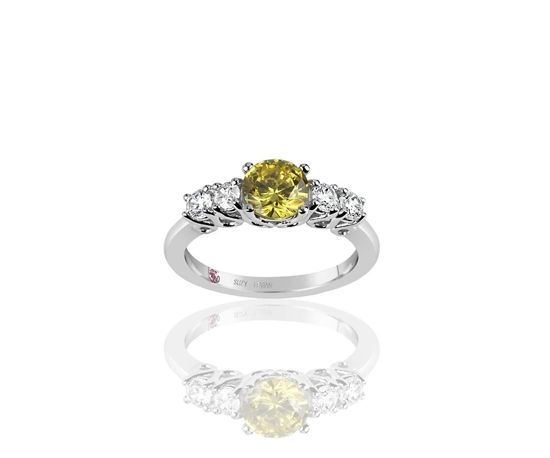 Suzy Levian Sterling Silver Asscher Cut Cubic Zirconia Center Stone Ring