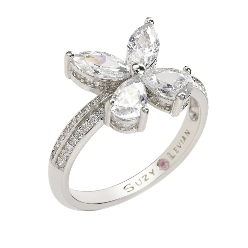 Suzy Levian Sterling Silver Cubic Zirconia Butterfly Ring