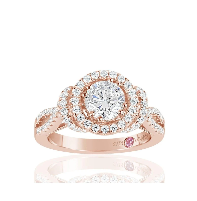 Suzy Levian New York Rose Sterling Silver Cubic Zirconia Anniversary Ring