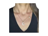 Cz Encrusted Moon & Star Necklace