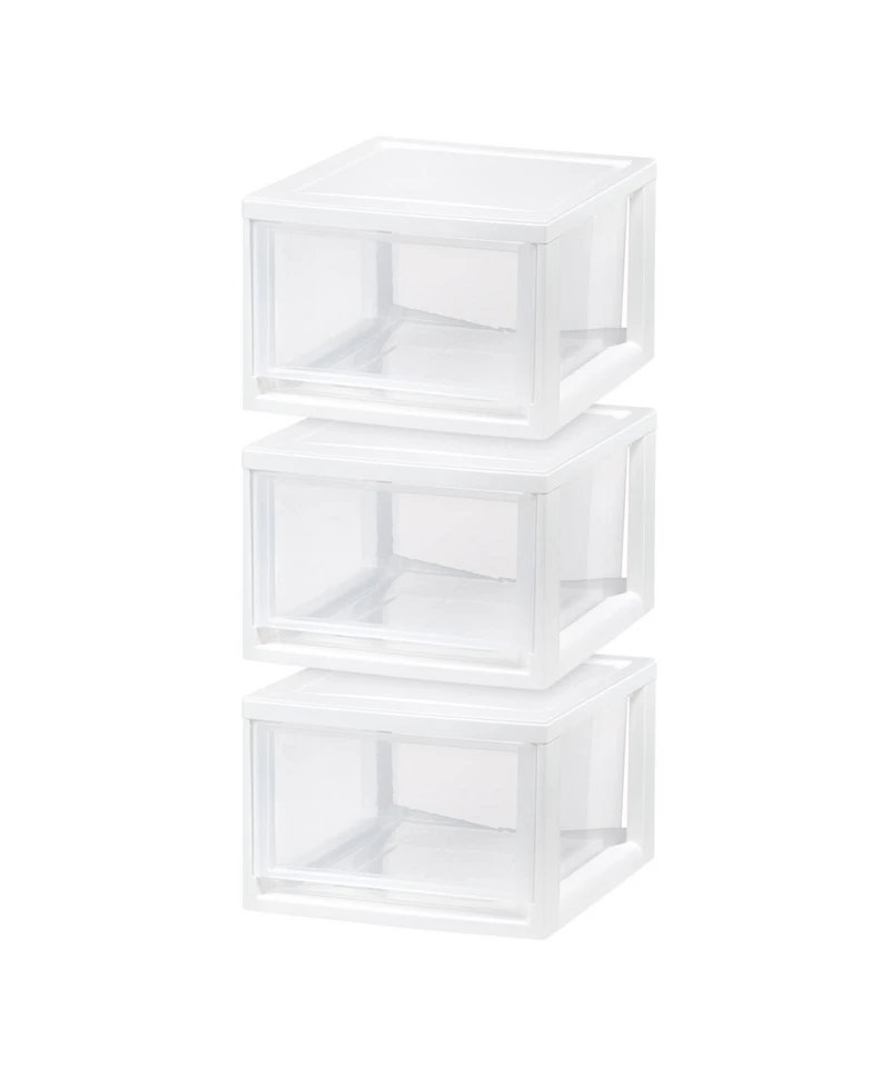 Iris 3 Pack 15qt Stackable Plastic Storage Drawers, White