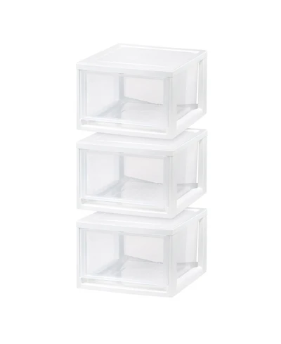Iris 3 Pack 15qt Stackable Plastic Storage Drawers, White