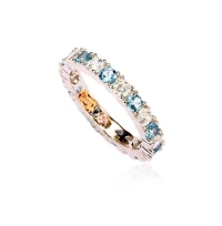 Suzy Levian Sterling Silver Cubic Zirconia Alternating Stone Eternity Band Ring