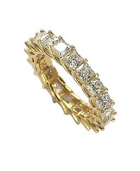 Suzy Levian Sterling Silver Princess Cut Cubic Zirconia Crossing Setting Eternity Band Ring