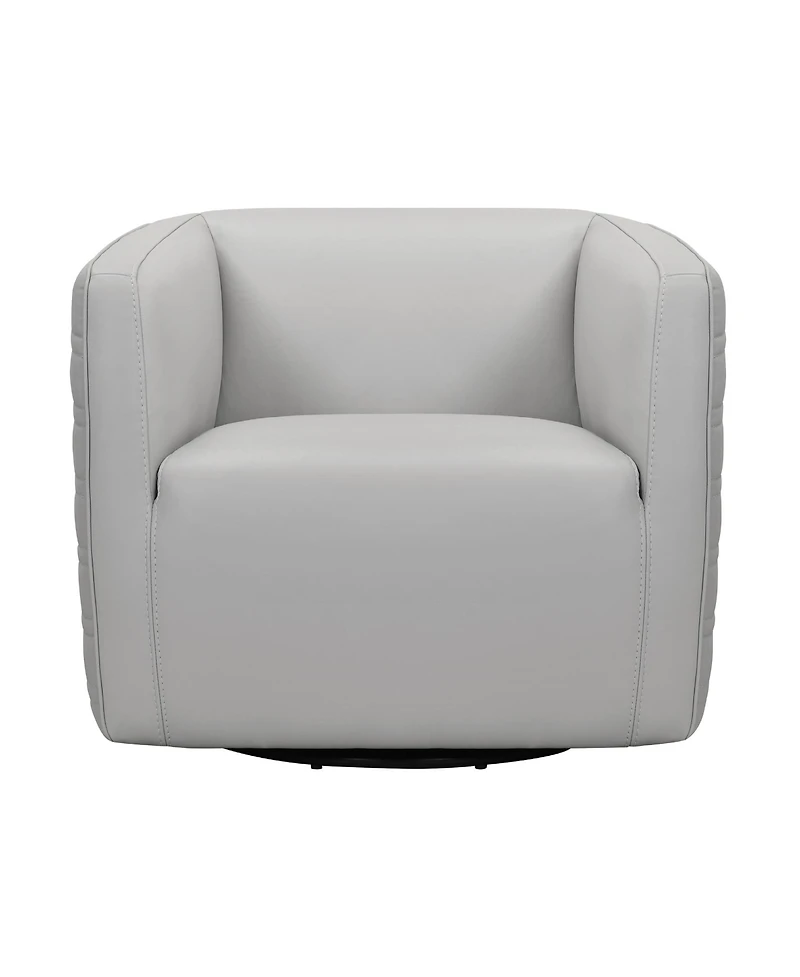 Melanie 31" Swivel Genuine Leather Barrel Chair