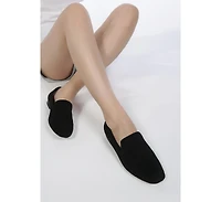 Rag & Co Julia Womens Black Suede Semi Casual Loafers