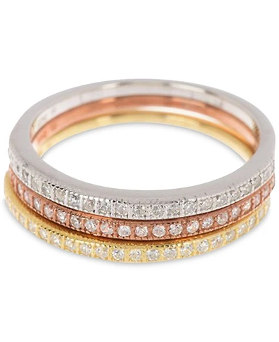 Adornia Tri-Tone 3-Pc. Set Half Eternity Band Rings