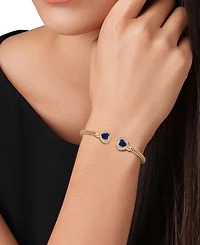 Lapis & White Topaz (1/3 ct. t.w.) Heart Halo Cuff Bracelet 14k Gold-Plated Sterling Silver (Also available Onyx, Amethyst, Swiss Blue or