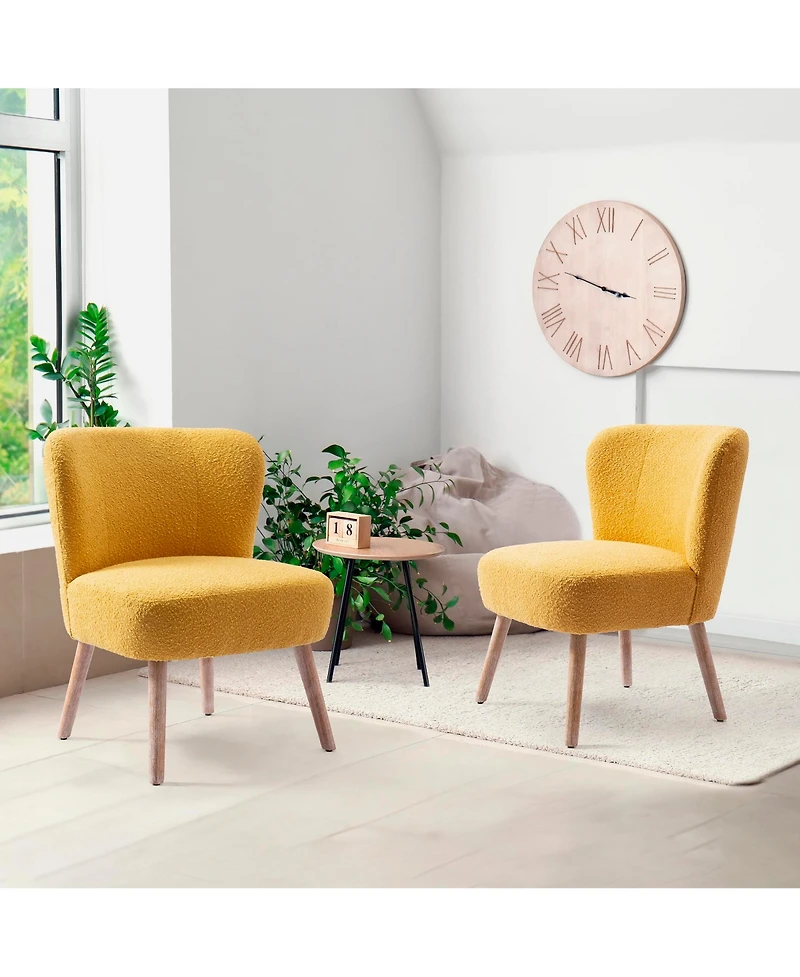 25" Wide Upholstered Boucle Accent Chairs (Set of 2)