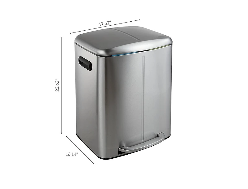 Marco Rectangular Double Bucket Trash Can with Soft-Close Lid