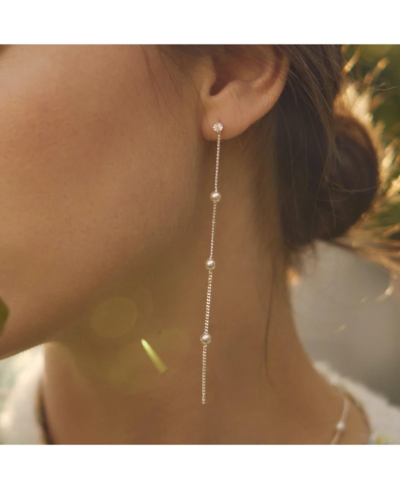 Sterling Silver Infinite Cultured Pearl Drop Earrings