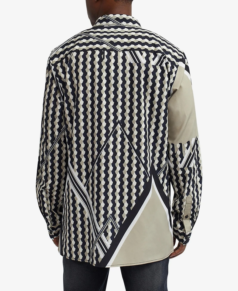 Reason Men's Geo Print Long Sleeves Woven Shirt