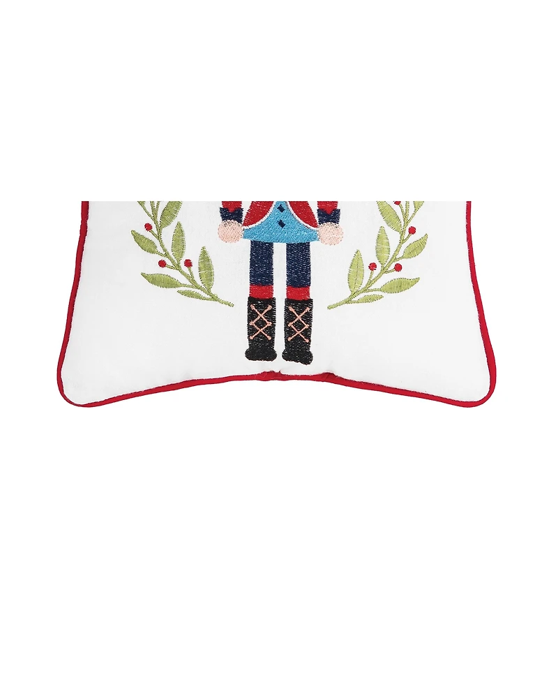 Nutcracker Wreath Embroidered Throw Pillow