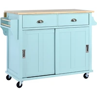 Streamdale Rolling Mint Green Kitchen Cart with Drop-Leaf Countertop