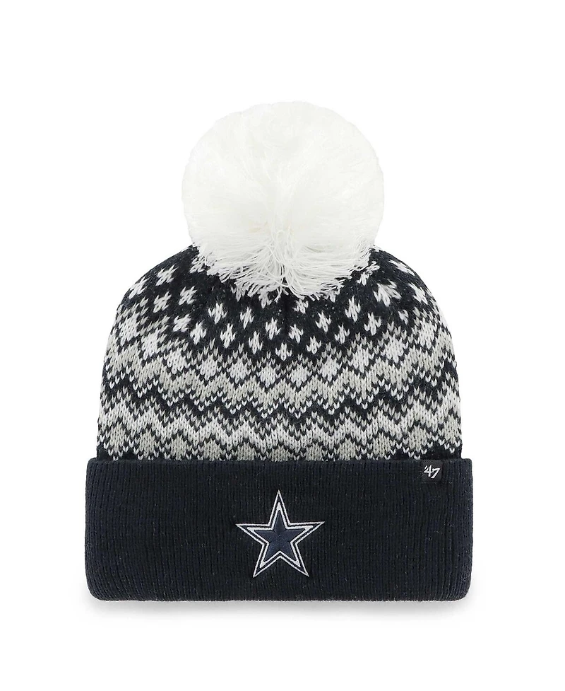 Women's '47 Brand Navy Dallas Cowboys Elsa Cuffed Knit Hat with Pom