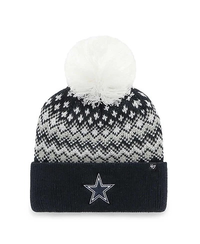Women's '47 Brand Navy Dallas Cowboys Elsa Cuffed Knit Hat with Pom