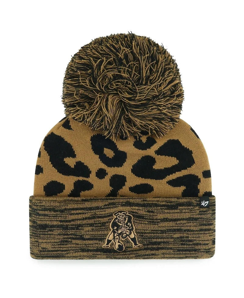 Women's '47 Brand Brown New England Patriots Rosette Cuffed Knit Hat with Pom