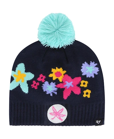 Girls Youth '47 Brand Navy Ohio State Buckeyes Buttercup Knit Beanie with Pom