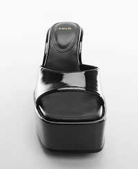 Mango Women's Patent Leather Effect Platform Sandals