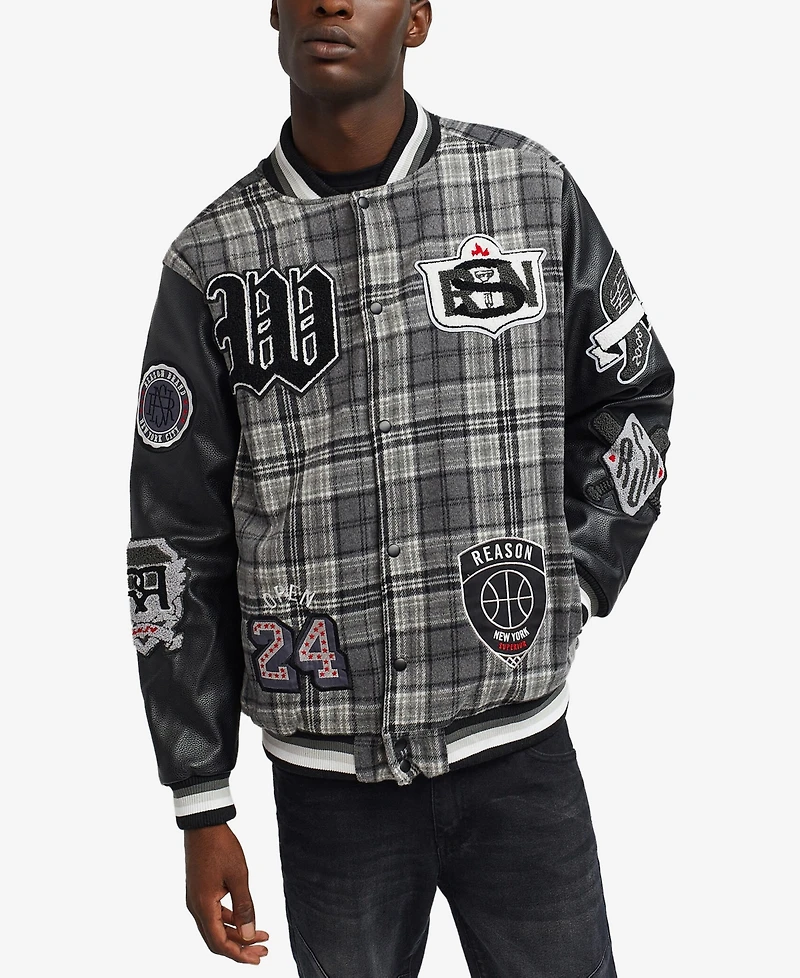 Reason Men's Tartan Varsity Jacket