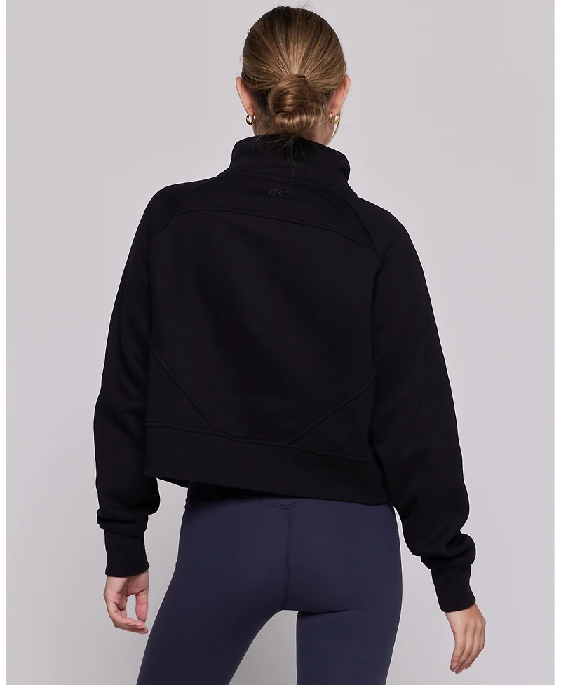 Effortless Fleece Crop Half Zip Pullover For Women