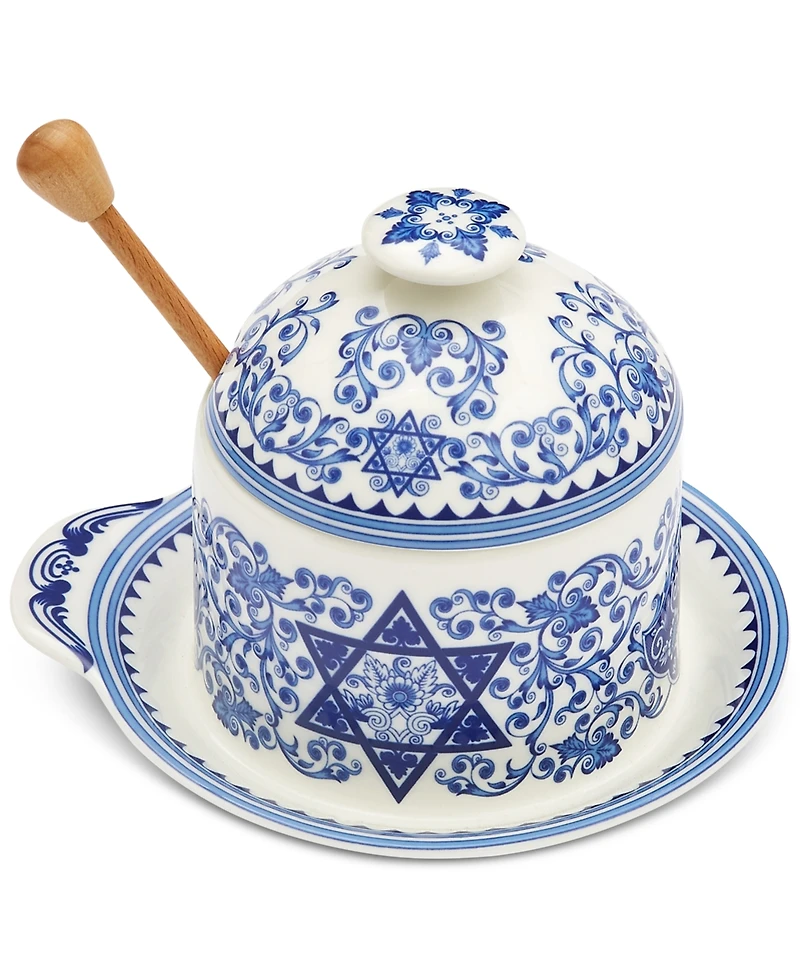 Spode Judaica Honey Pot with Dipper