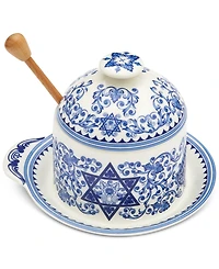 Spode Judaica Honey Pot with Dipper