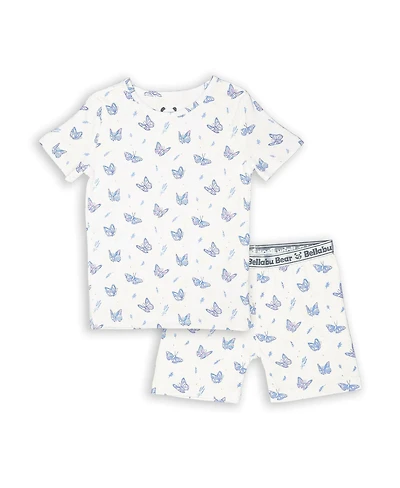 Bellabu Bear Toddler| Child Girls Butterfly 2-Piece Short Sleeve & Shorts Pajama Set
