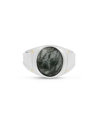 LuvMyJewelry Seraphinite Gemstone Iconic Sterling Silver Men Signet Ring
