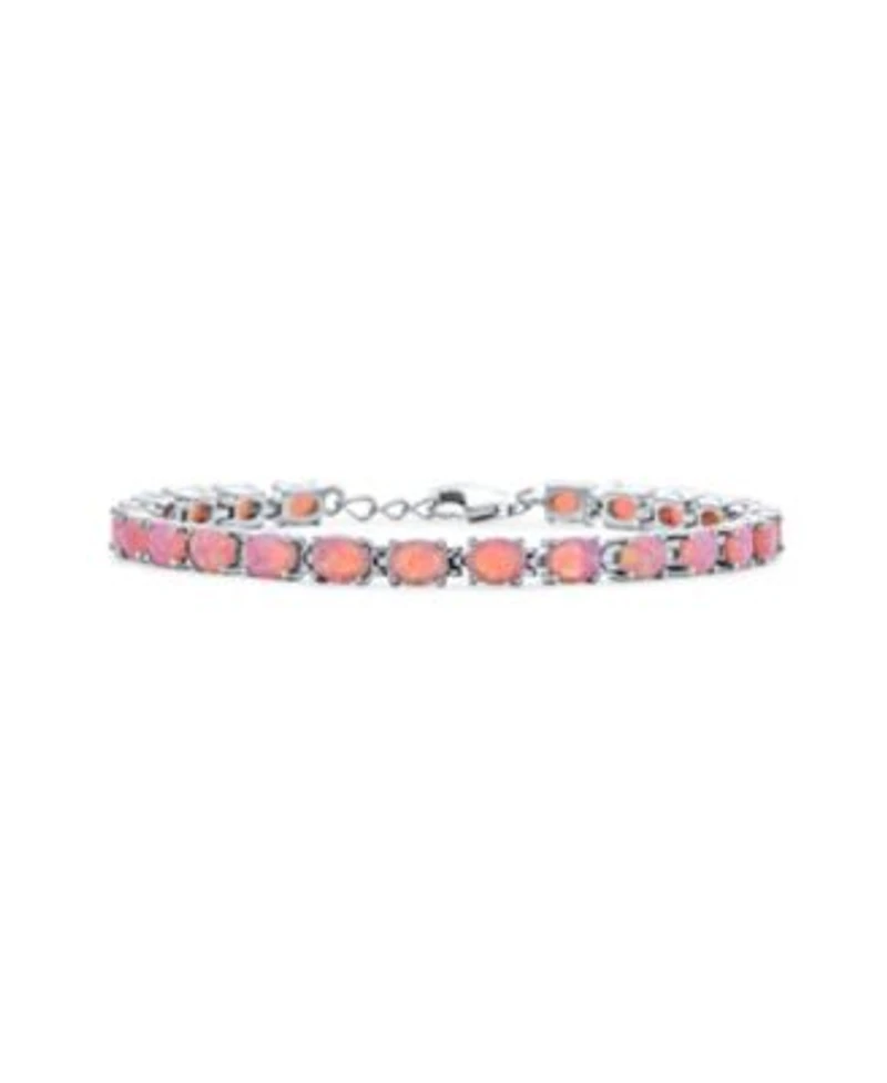 Bling Jewelry Simple Strand Created Blue Synthetic Opal Tennis Bracelet Sterling Silver 7 7.5 Inch