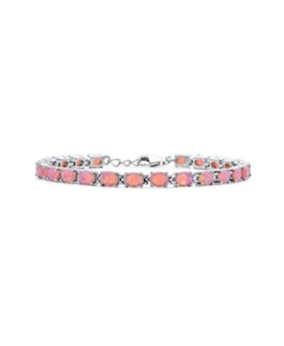 Bling Jewelry Simple Strand Created Blue Synthetic Opal Tennis Bracelet Sterling Silver 7 7.5 Inch