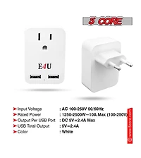 5 Core Usb Wall Charger White with Surge Protector, Multi Charging Power Outlet