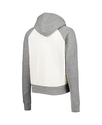 Women's Pressbox Cream, Heather Gray Distressed Oklahoma Sooners Cody Tri-Bend Raglan Pullover Hoodie