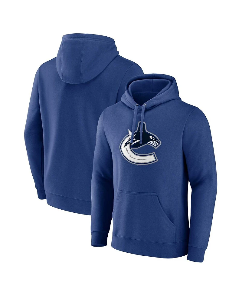 Men's Fanatics Blue Vancouver Canucks Primary Logo Pullover Hoodie