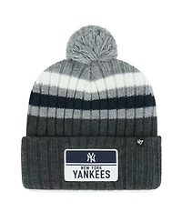 Men's '47 Brand Gray New York Yankees Stack Cuffed Knit Hat with Pom