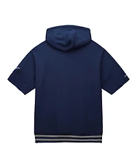 Men's Mitchell & Ness Navy Dallas Cowboys Pre-Game Short Sleeve Pullover Hoodie