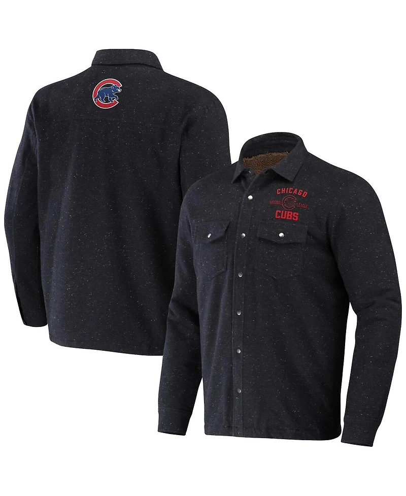 Men's Darius Rucker Collection by Fanatics Black Chicago Cubs Ringstop Full-Snap Shacket