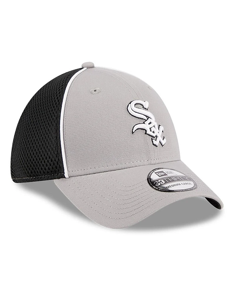 Men's New Era Gray Chicago White Sox Pipe 39THIRTY Flex Hat