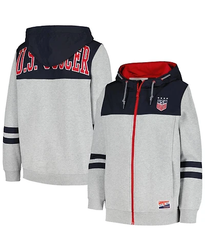 Men's 5th & Ocean by New Era Gray Uswnt Throwback Full-Zip Hoodie