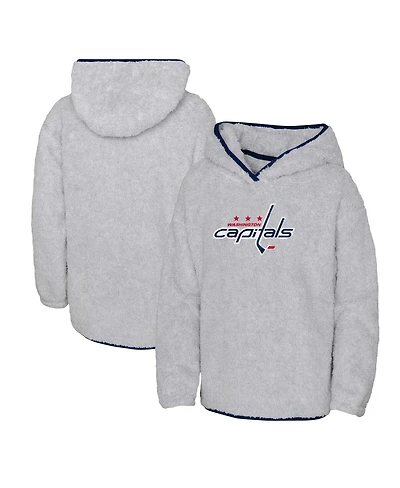 Big Girls Heather Gray Washington Capitals Ultimate Teddy Fleece Pullover Hoodie
