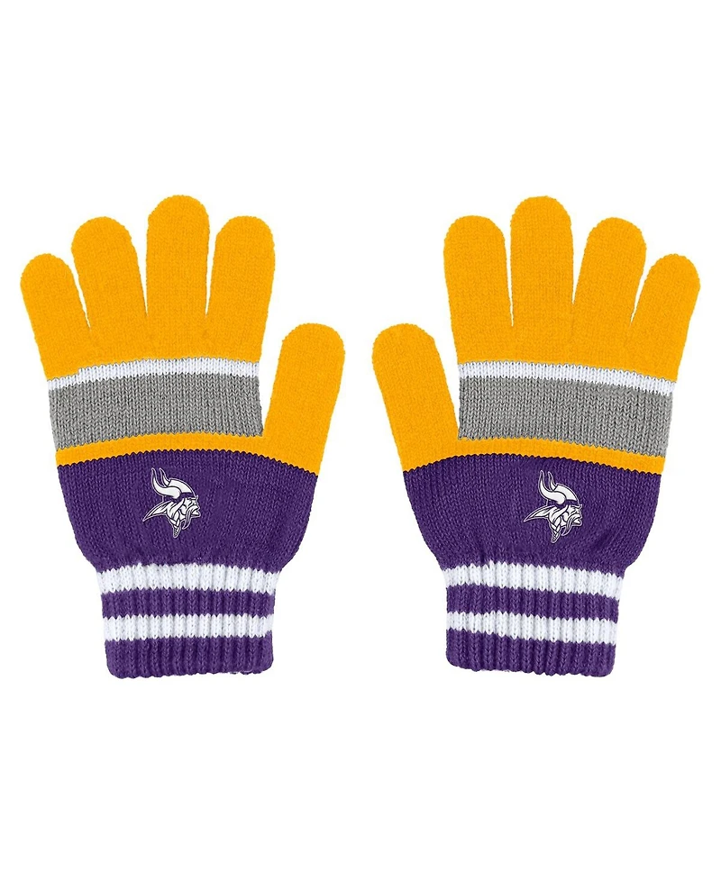 Women's Wear by Erin Andrews Minnesota Vikings Stripe Glove and Scarf Set