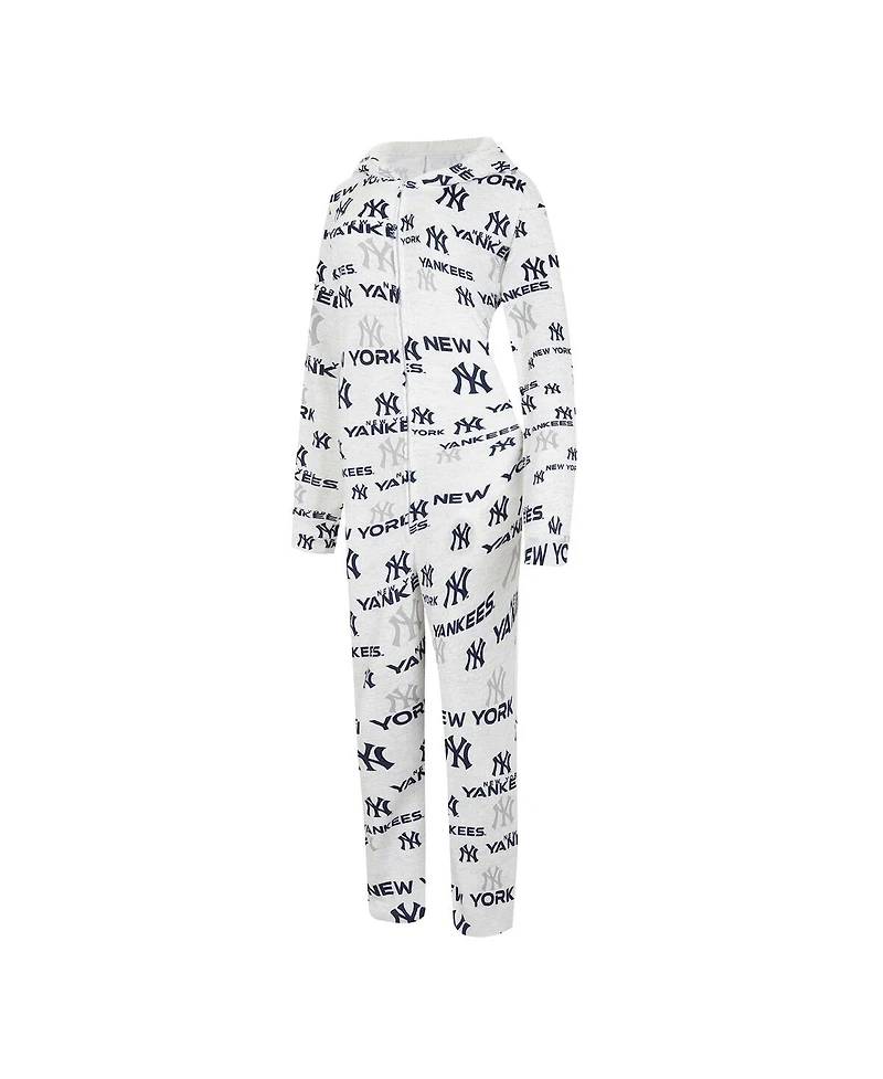 Women's Concepts Sport White New York Yankees Docket Microfleece Union Hooded Zippered Onesie