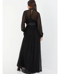 Quiz Women's Chiffon Sequin Trim Evening Dress