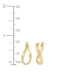 Italian Gold Textured Curved Oval Hoop Earrings in 10k Gold