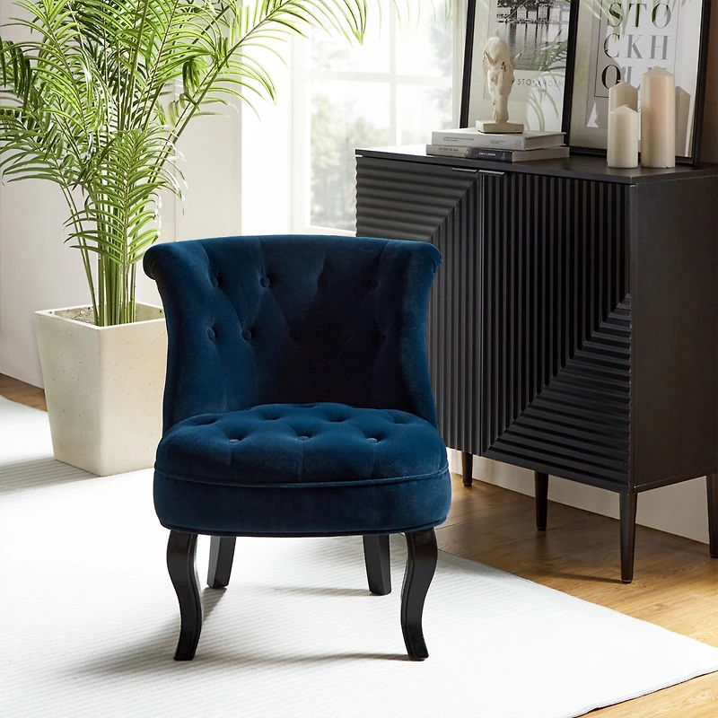 Modern Velvet Armless small Accent Chairs For Space Saving